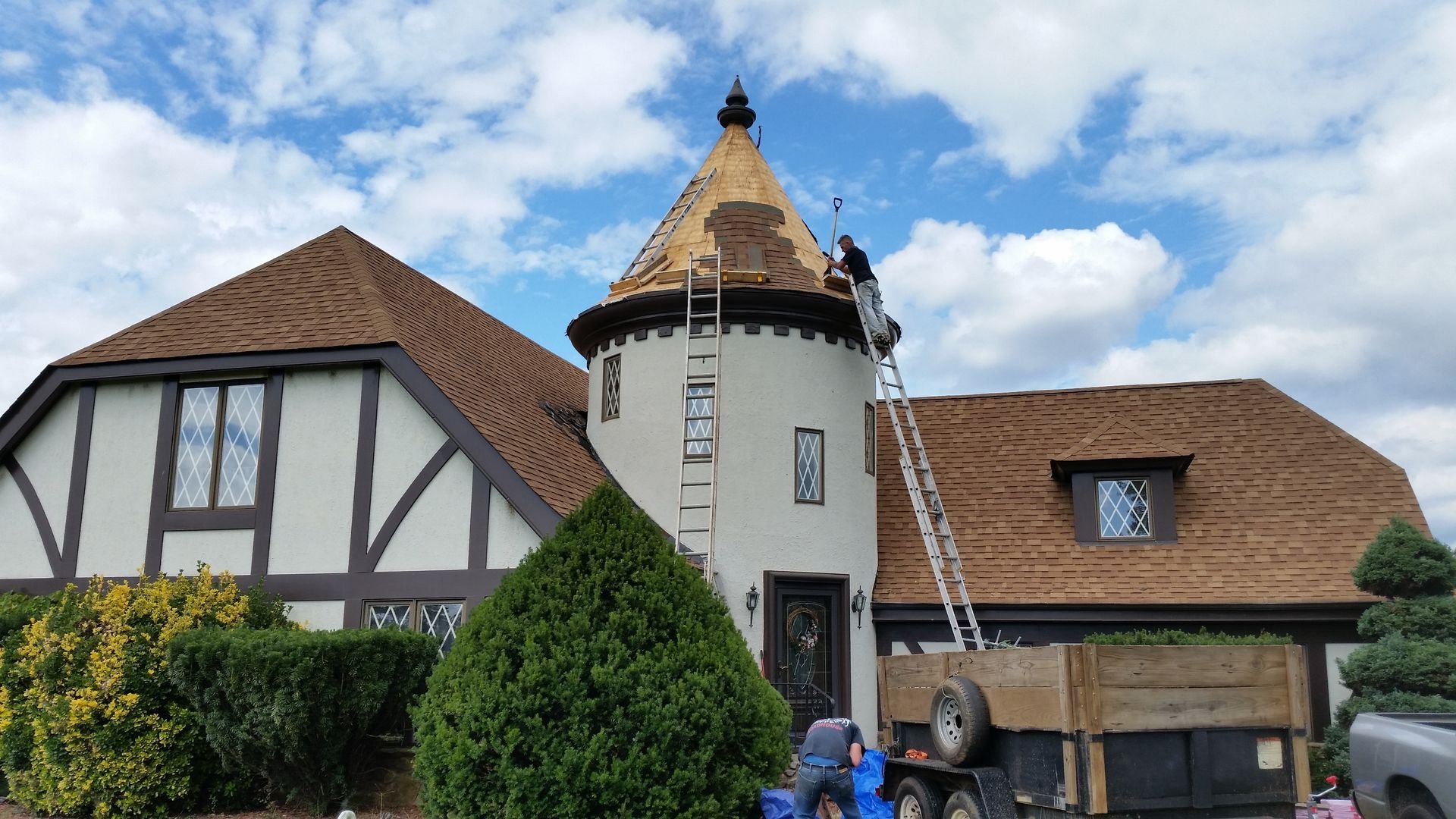 Roofer installing a new roof in Forest, VA