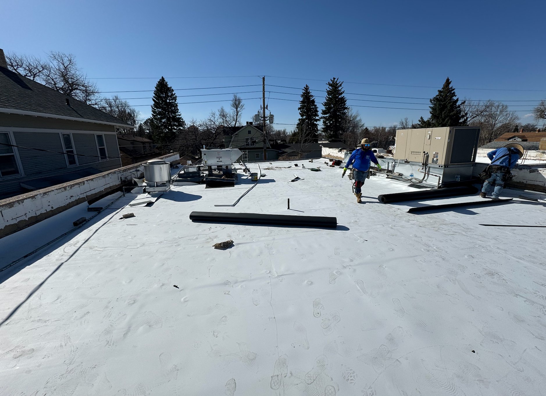 Roofer installing a new roof in Cheyenne, WY